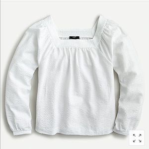 J Crew NWOT Square Neck Stretch Seersucker Blouse